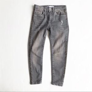 Zara gray distressed jewel stripe jeans EUC  6Y